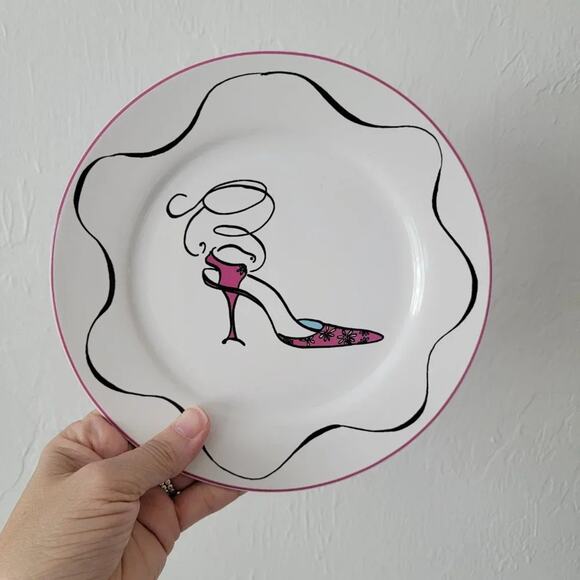Rosanna Porcelain Dessert Plates Vintage High Heels Shoe Design Set of 3 White - Picture 10 of 11